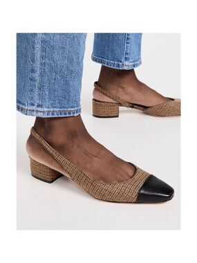 Veronica Beard Cecile Slingback Pumps 8.5 Brown Black Plaid New